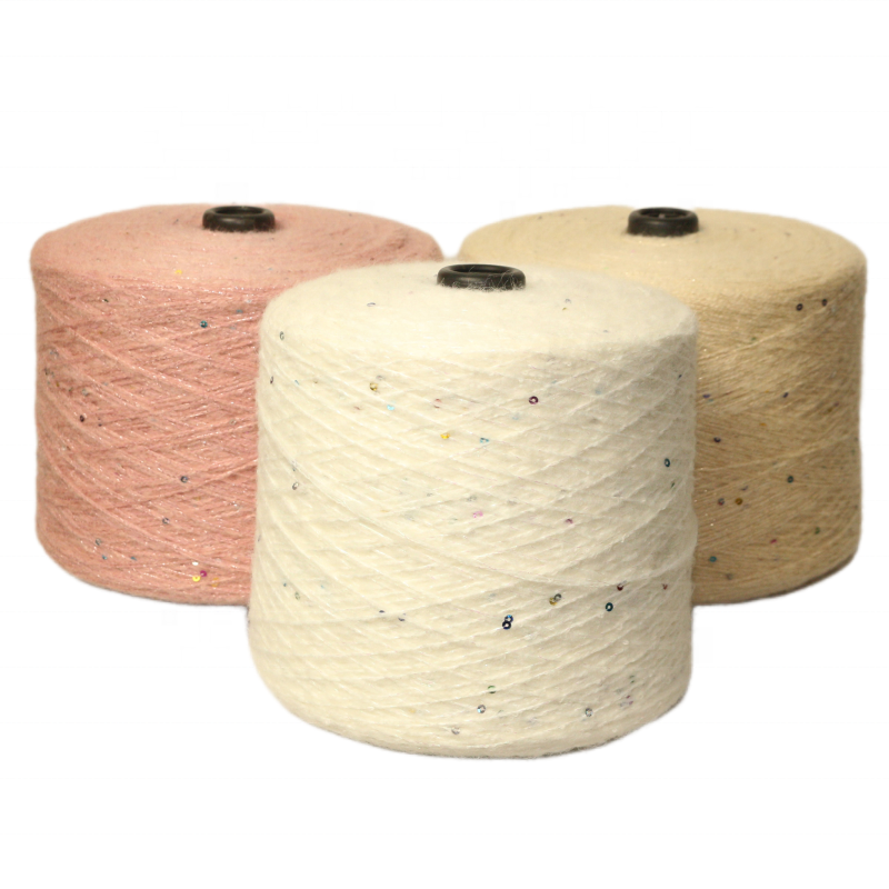 Wholesale of 13NM Colorful Plum Blossom Sequin Mohair 9% Wool 50% Acrylic 38% Nylon 3% Sequin Yarn Fancy Yarn