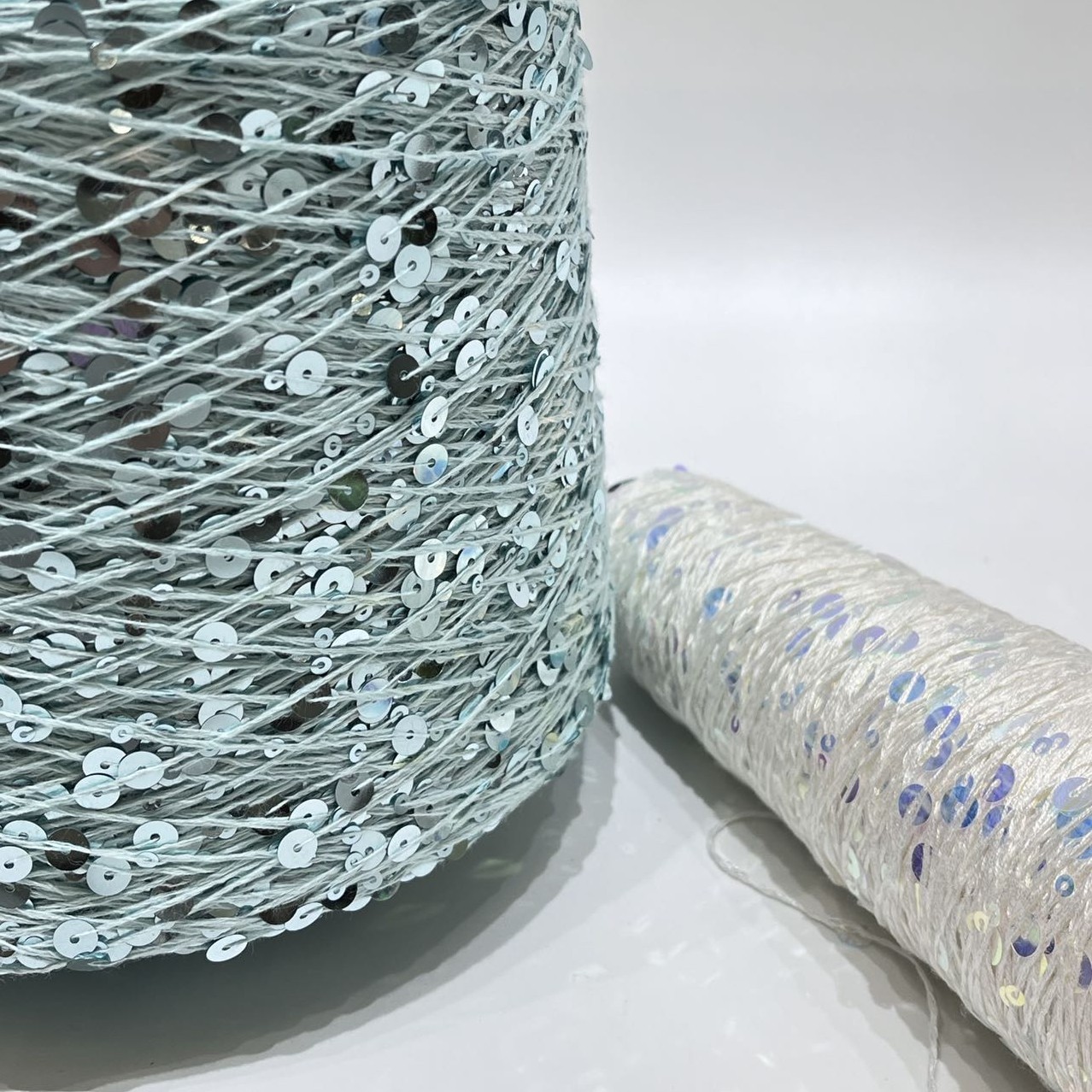 Colorful 3MM&6MM 1/2.3NM Paillette Bling Knitting Sequin Beads Yarn for Knitting