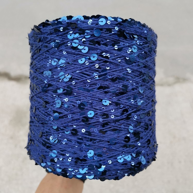 Multi-colored 3MM&6MM Paillette Bling Sequin and Cotton Blend Yarn for Knitting