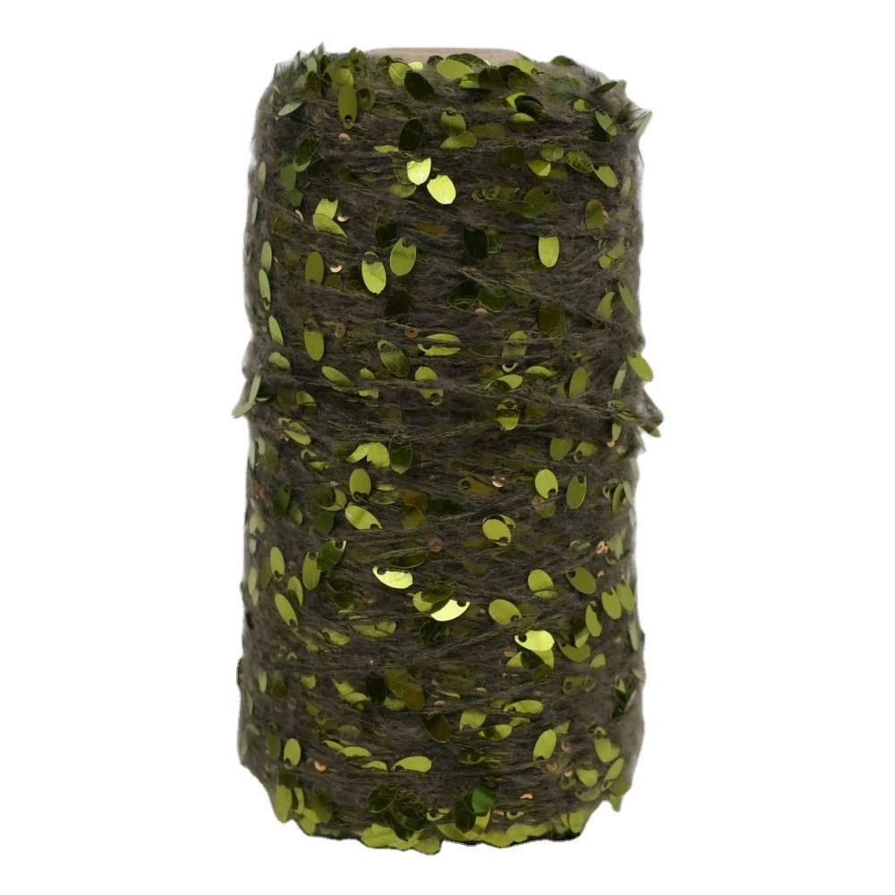 1/1.4nm Mixed Wool Yarn Fancy Golden Large Size Sequin Yarn for Knitting