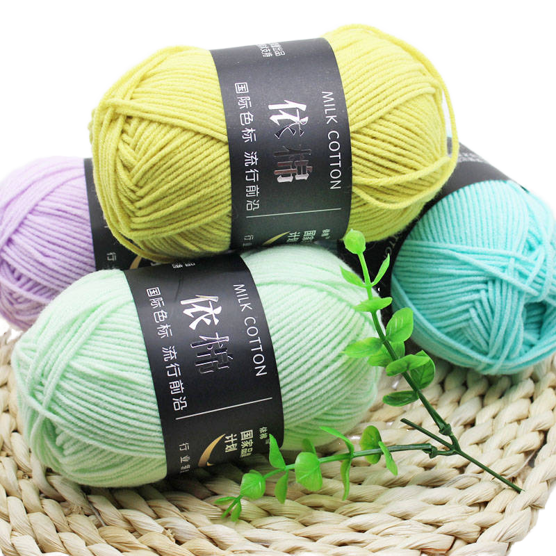 Wholesale Various Colors Soft Chunky Yarn 4ply 5ply 50g Baby Milk Cotton Yarn for Crochet Sweaters