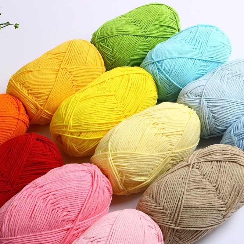 Wholesale Yarn China Supplier Hand Knitting Cotton Threads 50g 4ply 5ply Blended Crochet Milk Cotton Sewing Yarn for Baby