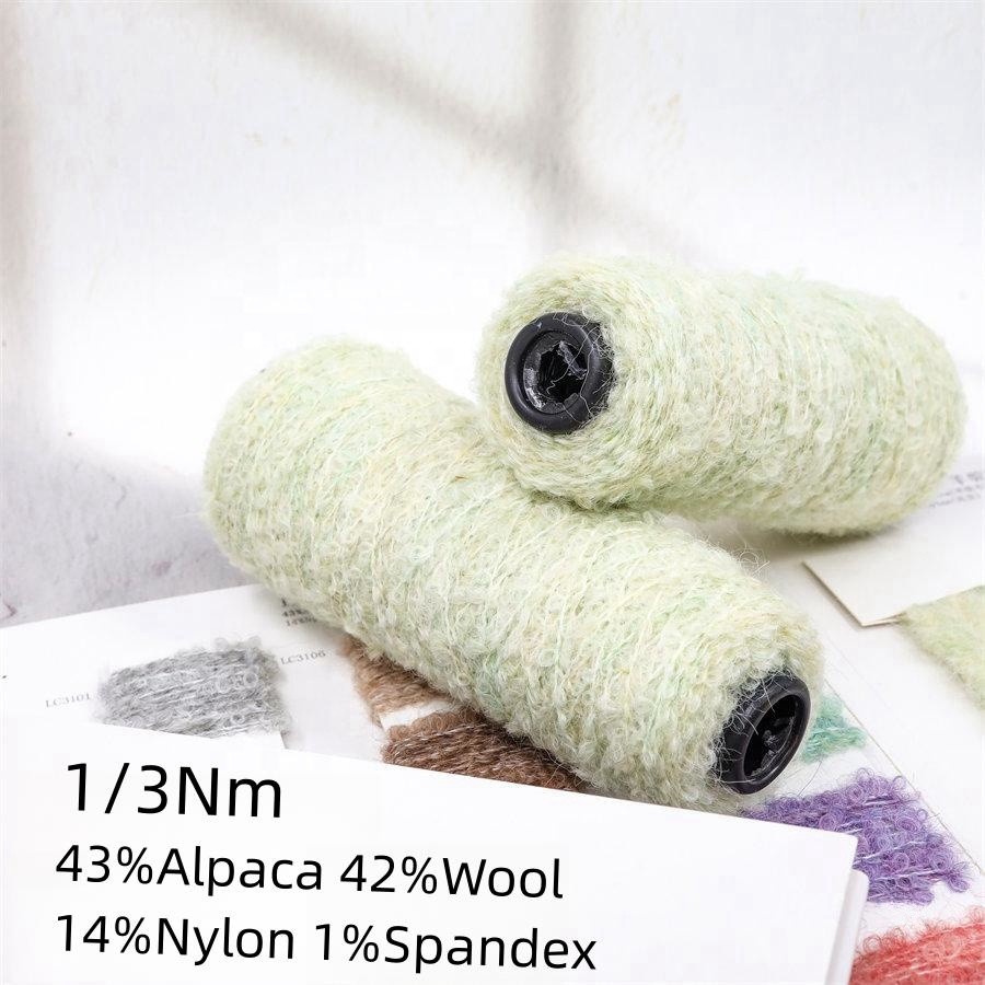 1/3NM Alpaca Loop 43% Alpaca 42%Merino Wool 14%nylon 1%Spandex Fancy Blended  Peru Alpaca Loop Yarn