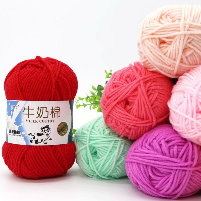 Stock Multiple Colors  5ply 50g Acrylic Cotton  Milk Cotton Yarn 5ply 50g for Hand Knitting Crochet