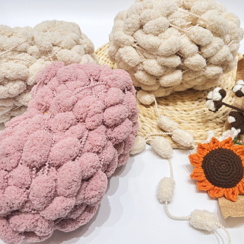 Bags Crochet Use 100% Polyester Pompom Yarn Hand Knitting Crochet Yarn for Handbags