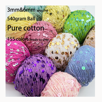 Low Price 55%cotton 45%PVC Glitter Crochet Paillette Yarn With Shiny Sequin for  Diy Knitting Crochet