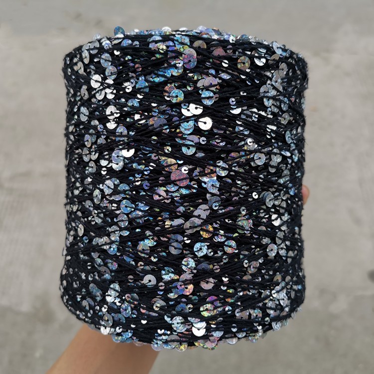 Hot Sale Fancy Yarn Cotton Sequin Yarn 3MM&6MM 1/2.3NM for Garment Design