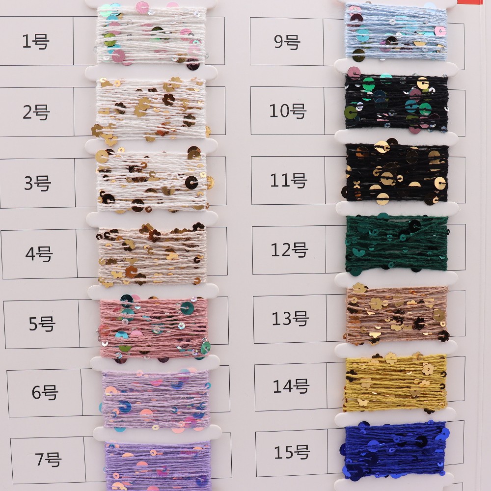 Factory Wholesale 500g 1100m Diy Handmade Mercerized Cotton Thread Hand Woven Magic Color Pure Cotton 3+6 mm Sequins Line