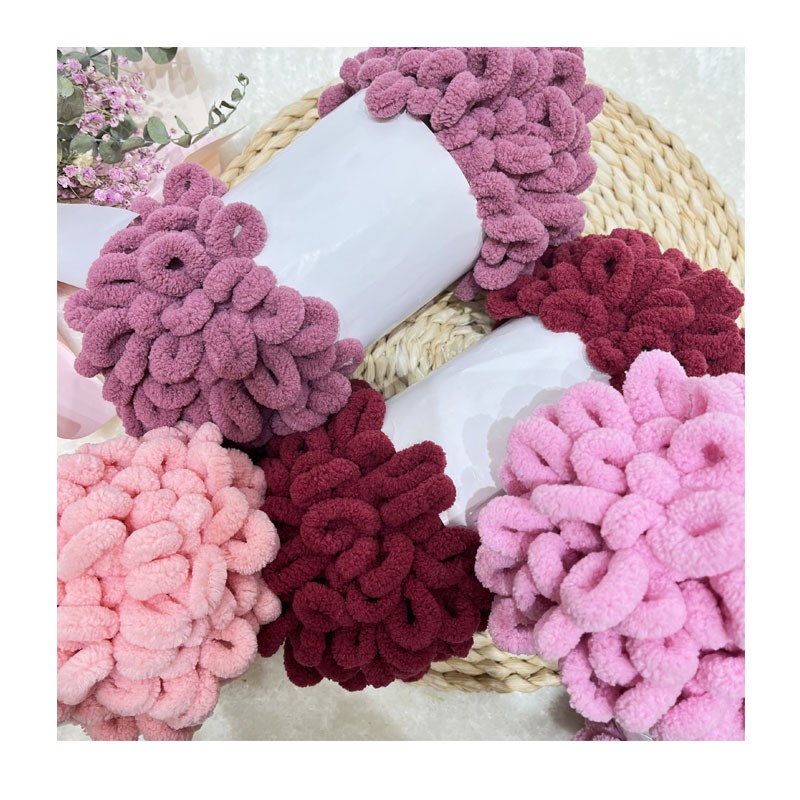 Soft Chunky Blanket Yarn Chenille Chunky Blanket for Hand Knitting Blankets Finger Loop Yarn Shanghai 100% Polyester Poy Dyed