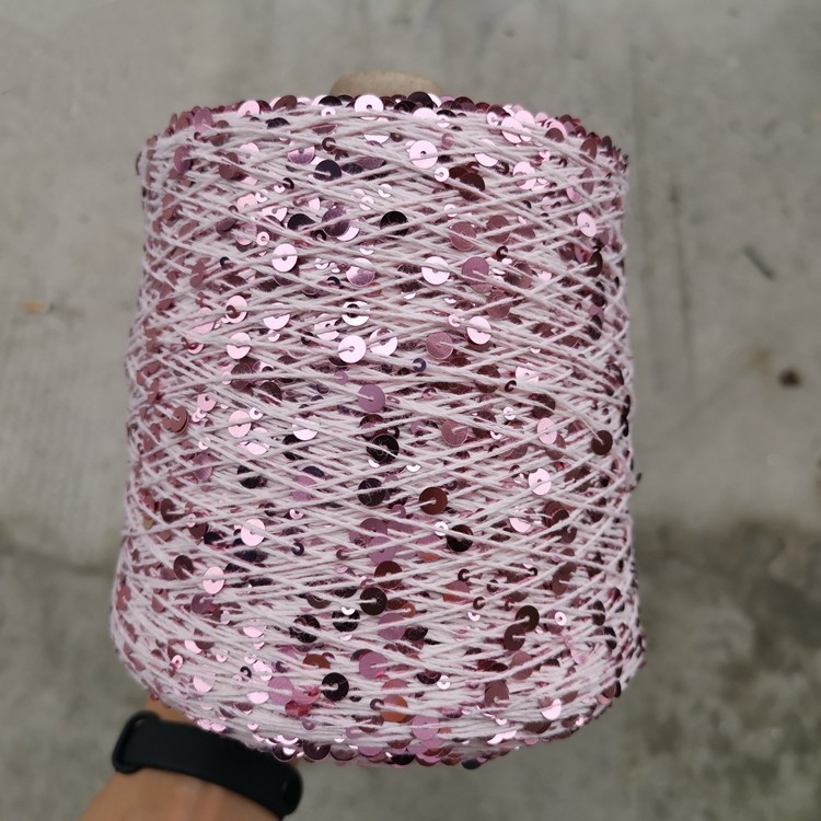 Garment Knitting Thread Cotton Sequin Yarn 3MM&6MM 1/2.3NM Colorful Beads Sequin Yarn