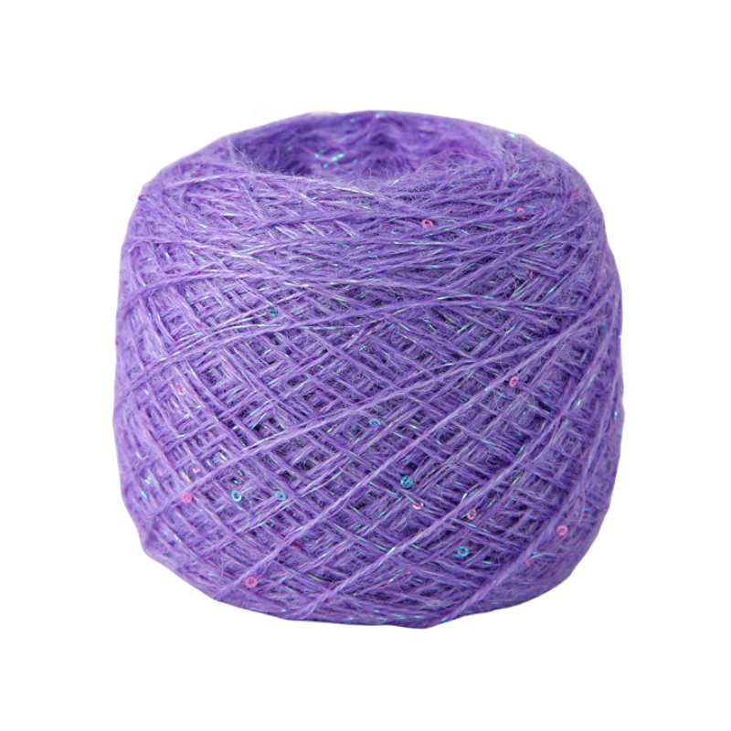 18S/2 Sequin Arctic Velvet Fancy Yarn Anti Pilling Sheep Velvet Beaded Yarn 38% Acrylic 22% Nylon 35% Polyester 5%Sequin
