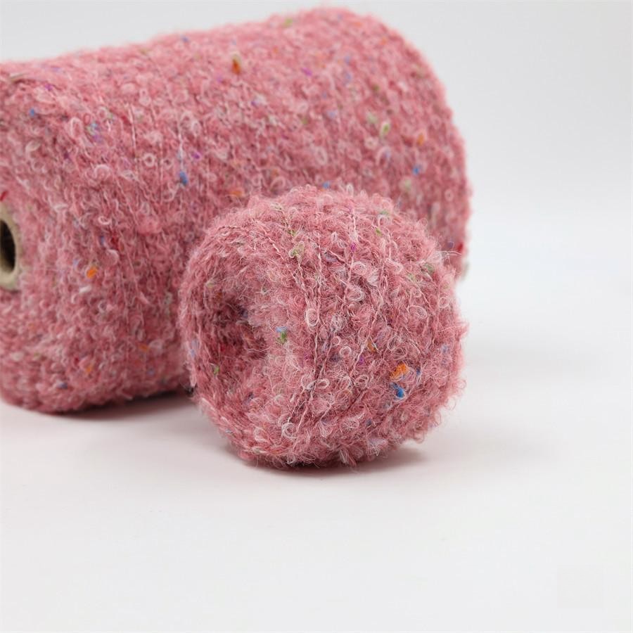 1/5NM Wool Loop Blended Yarn 56%Recycled Polyester 36%Polyester 5%Wool 3%Spandex Yarn Fancy Yarn for Knitting