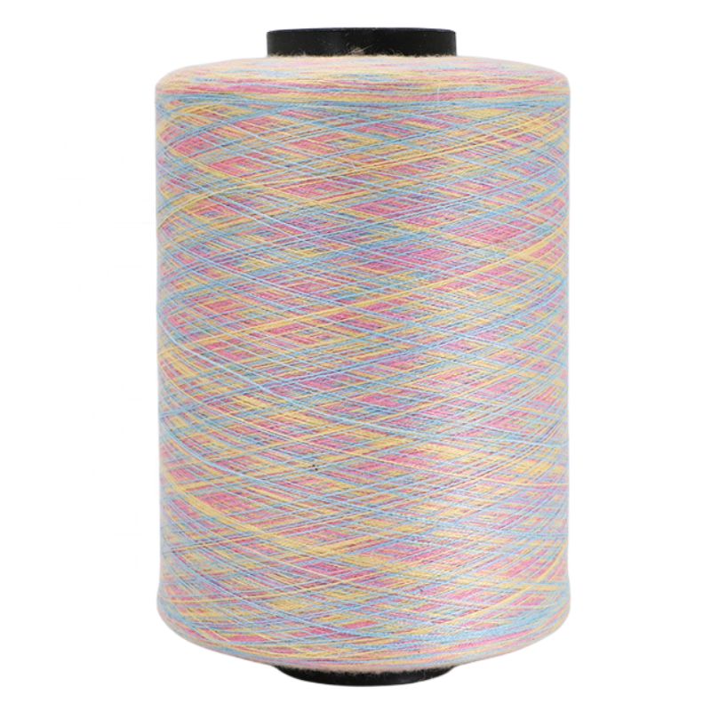 Spot Wholesale 48NM Long-distance Dyeing Fancy Yarn 50%Viscose 28%PBT 22%Nylon 28S/2 Gradient Core Spun Yarn Gradient Yarn