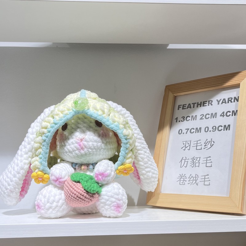 Velvet Chenille Yarn Needle DIY Cute Rabbit Animals Yarn Crochet Kit for Starter